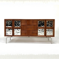 63" Mid-Century Sideboard with Stainless Steel Mirror Doors