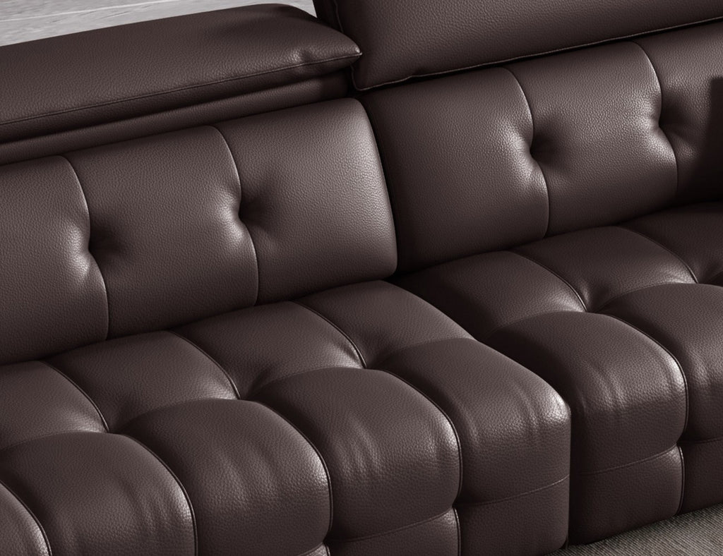 Relax & Think Modular Leather Sofa with Adjustable Headrest & Pull-Point Detailing
