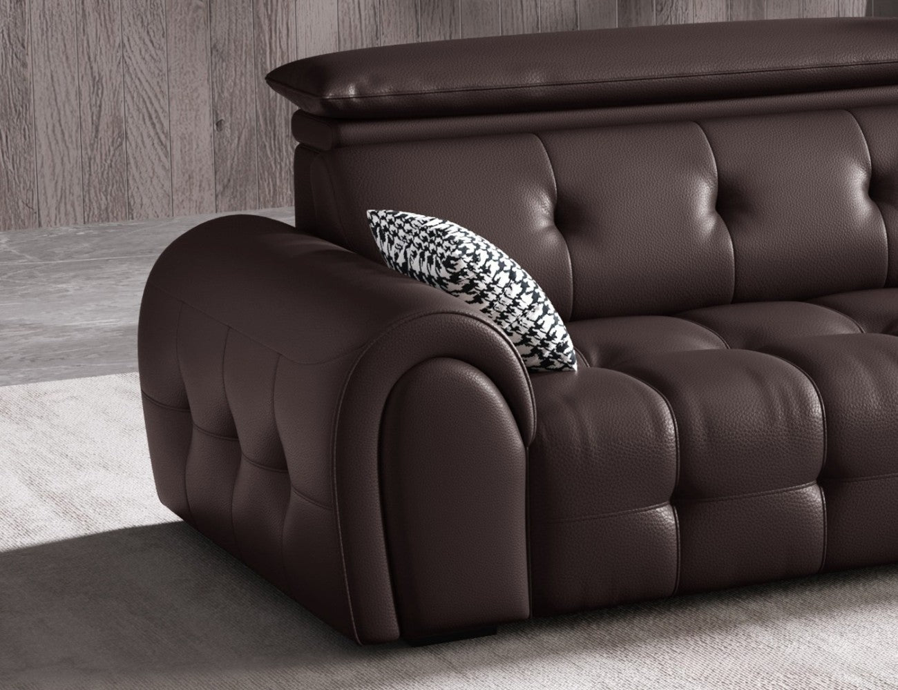 Relax & Think Modular Leather Sofa with Adjustable Headrest & Pull-Point Detailing